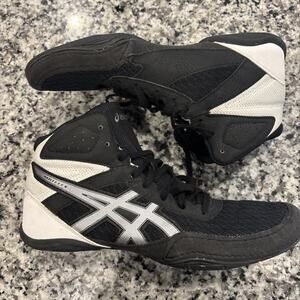 ASICS Mens Wrestling Shoes Black White High Top Size 7.5 Lightweight Grip